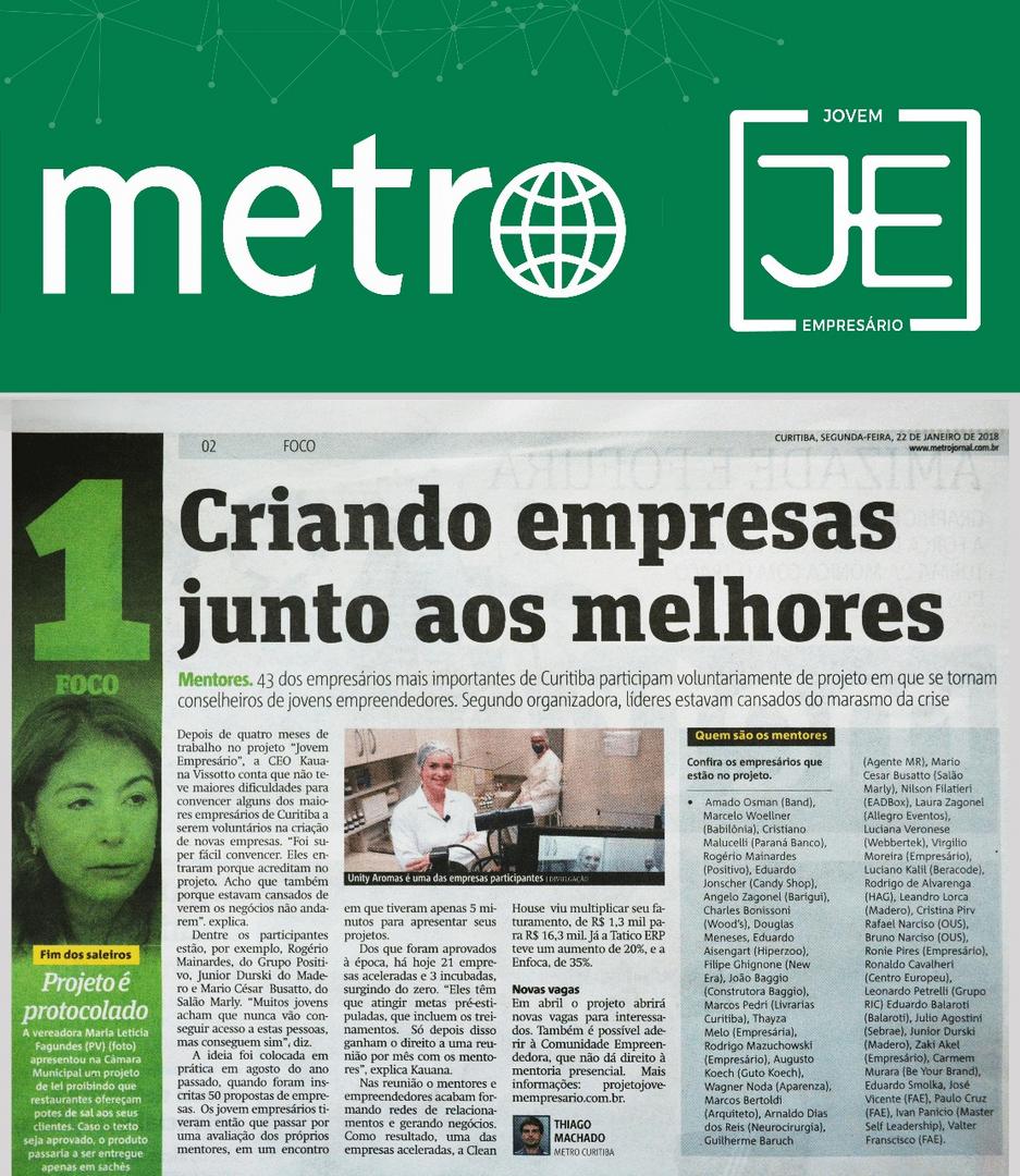 Projeto Jovem Empresário ganha destaque em jornal de grande alcance em Curitiba!